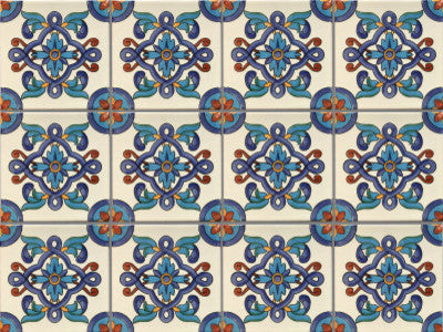 Cordoba Talavera Mexican Tiles, 2"x2" Tiles, Set of 36