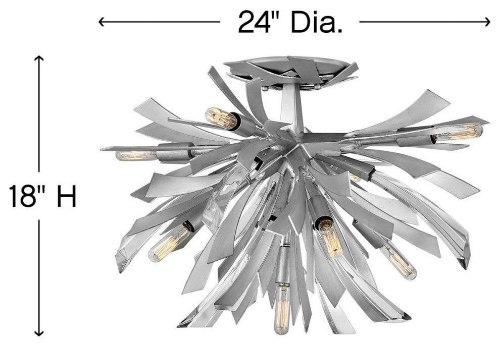 Fredrick Ramond FR40903 Vida 9 Light 24"W Semi-Flush Ceiling - Brushed Graphite