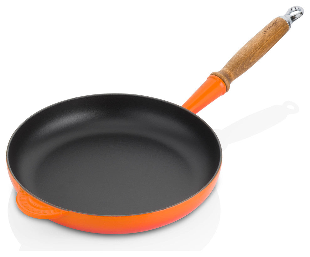 Le Creuset Cast Iron Frying Pan With Wooden Handle, Volcanic