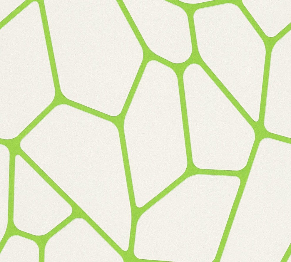 Lars Contzen 3, Modern Abstract Colorful White, Green Wallpaper Roll