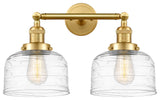 Large Bell 2 Light Bath Vanity Light, Satin Gold, Clear Deco Swirl