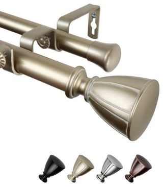 Maja 1" Double Curtain Rod, Light Gold, 120-170"