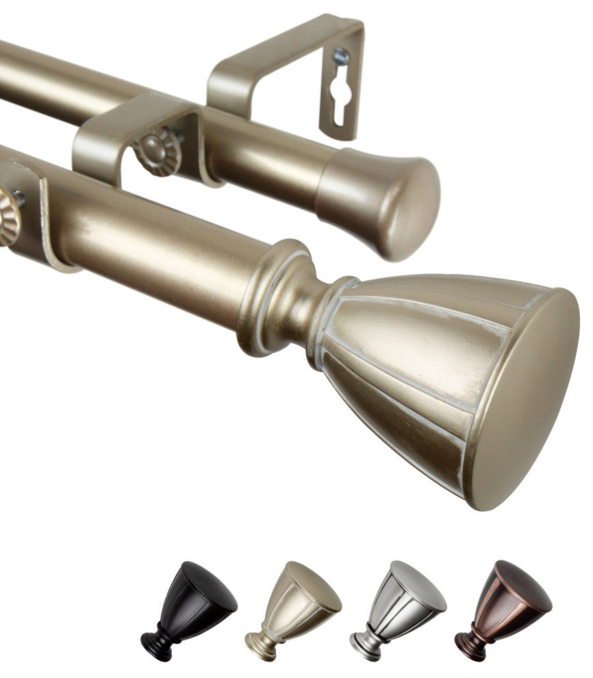 Maja 1" Double Curtain Rod, Light Gold, 120-170"