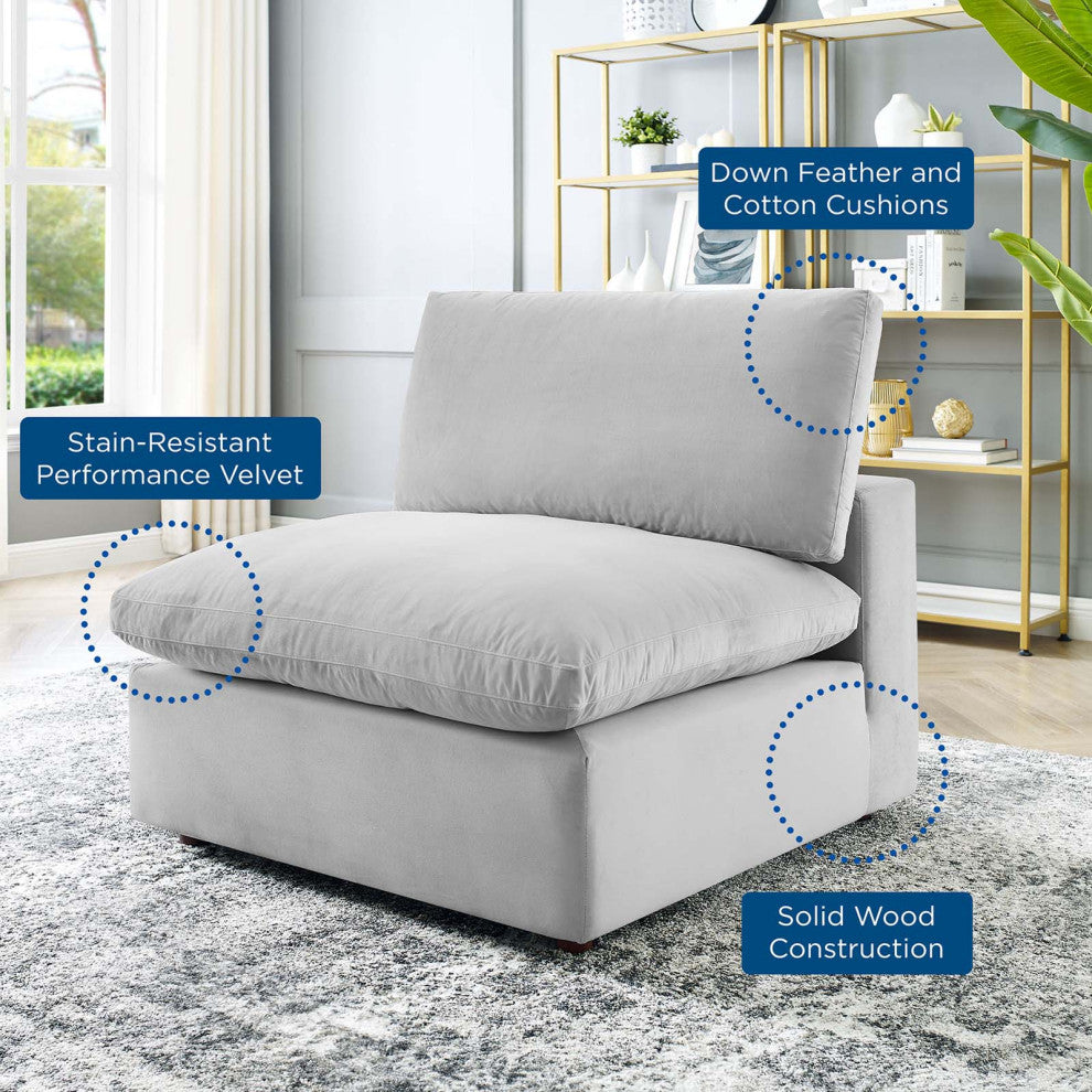 Sofa Middle Chair, Velvet, Gray, Modern, Living Lounge Hotel Hospitality