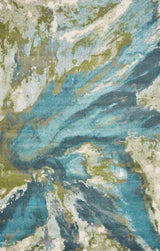 Watercolors Teal Abstract Plush Area Rug, 6'7"x9'6"