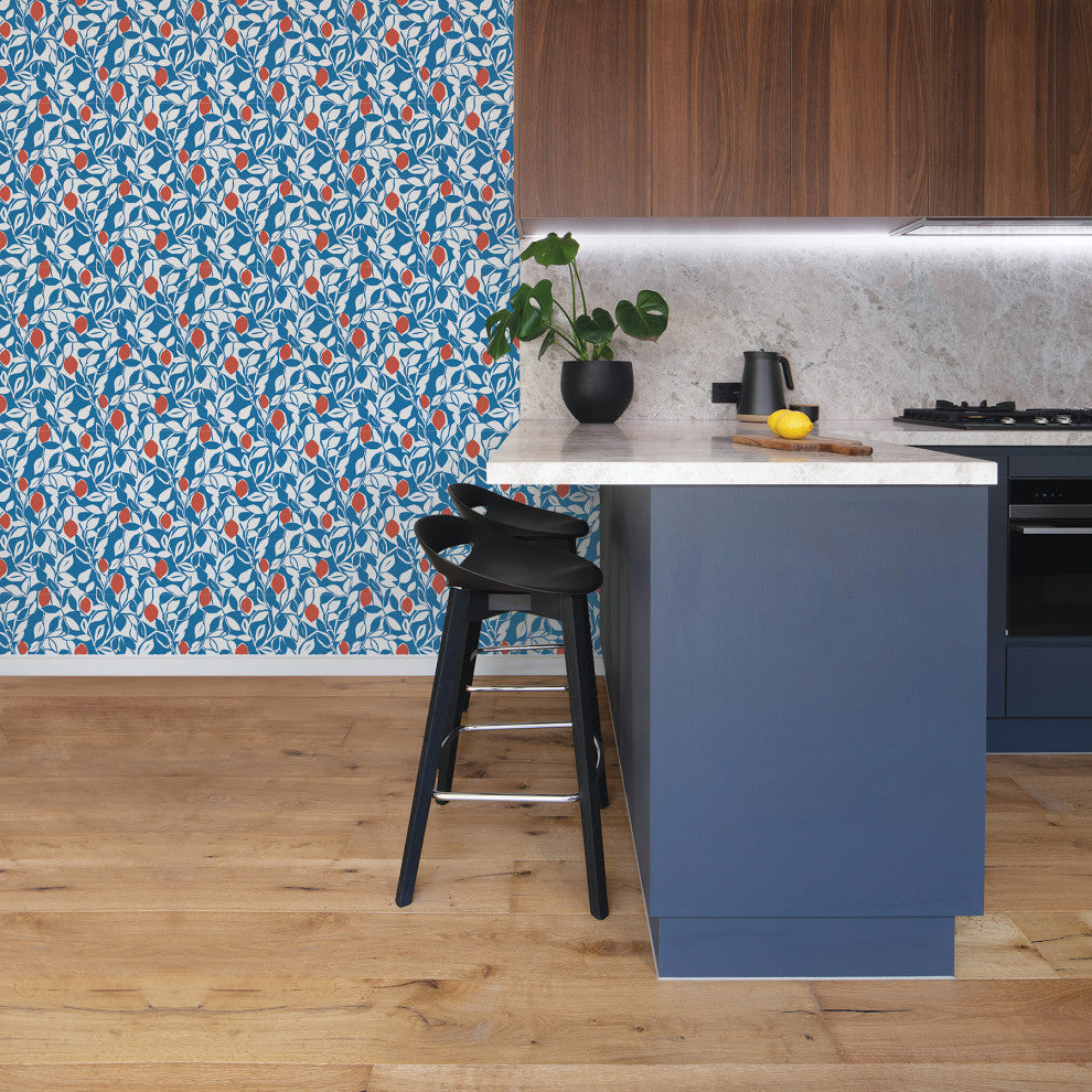 Loretto Blue Citrus Wallpaper Bolt