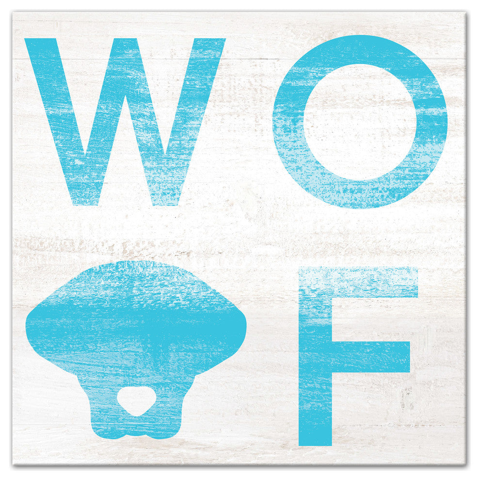 Designs Direct Creative Group Woof Distressed Blue 16x16 Canvas Wall Art
