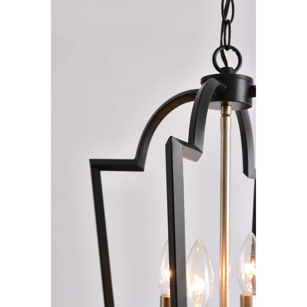 Iris Black and Light Gold With Bronze Lantern Chandelier