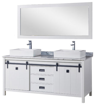 72" Davinci Bath Vanity, White With Vessel Sinks