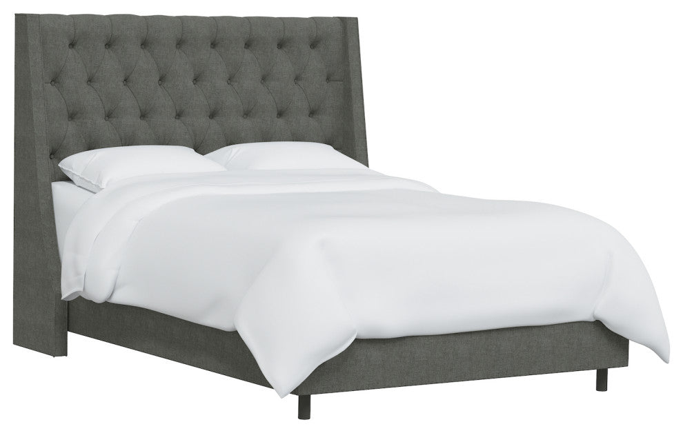 Wells King Tufted Wingback Bed, Zuma Charcoal