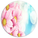 Pink Flowers Bouquet On Blue, Floral Round Wall Art, 11"