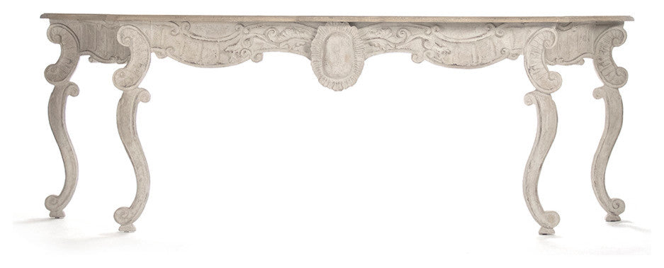 Abraham Table, Natural Top, Distressed Off-White Base