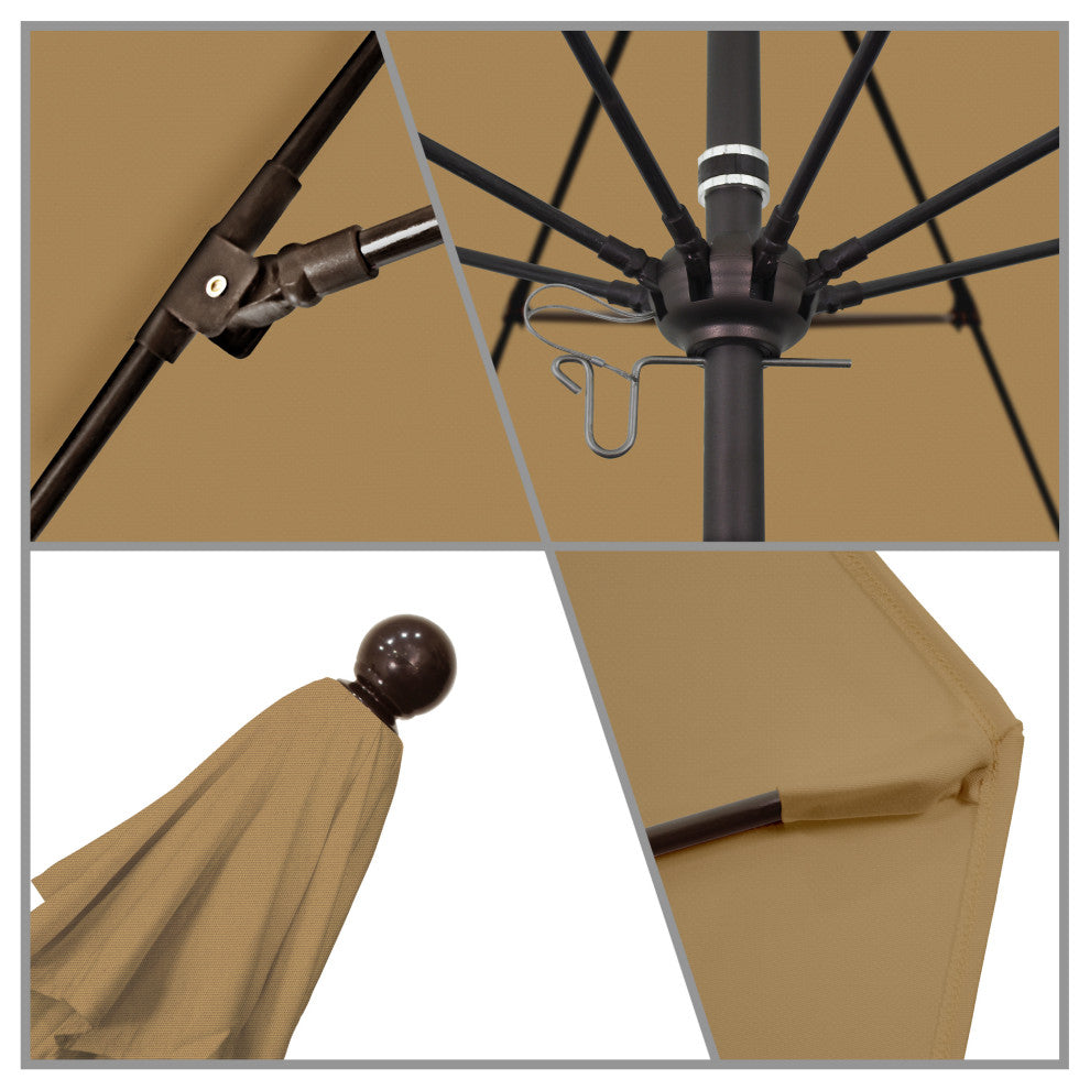 11' Fiberglass Umbrella Bronze, Olefin, Straw, 11'