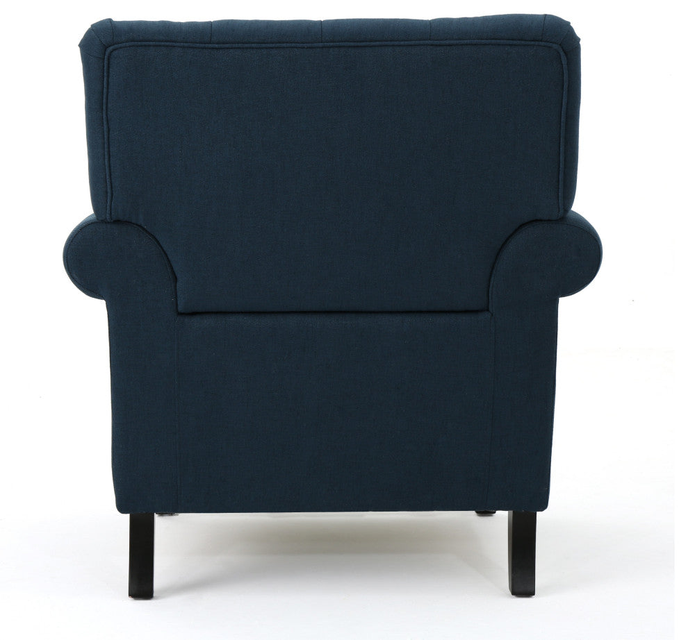 GDF Studio Arielle Plush Tufted Back Fabric Club Armchair, Navy Blue