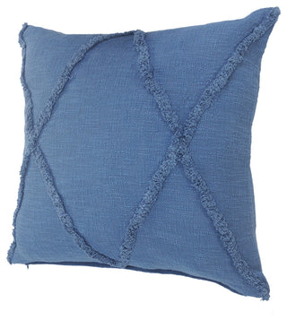 Boho Diamond Tufted Cotton Throw Pillow, Cobalt Blue, 18" X 18"