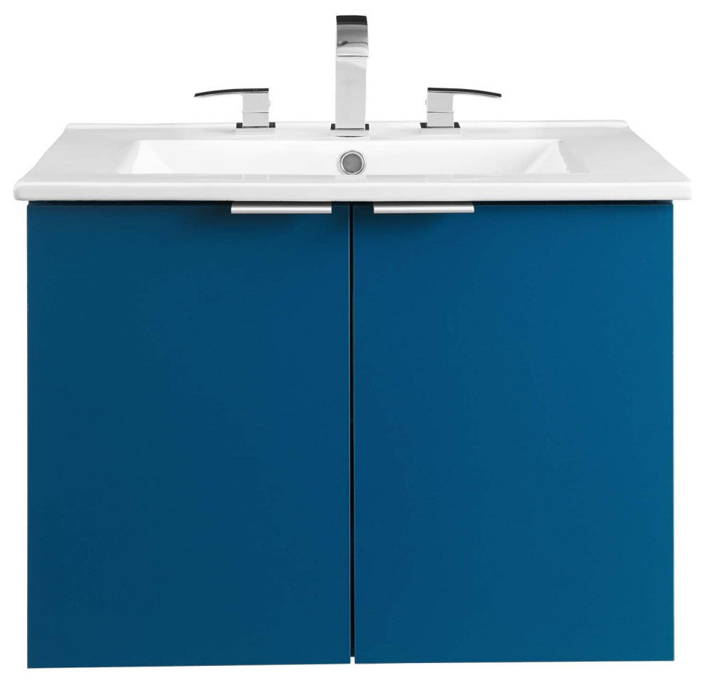 Maybelle 24" Wall-Mount Bathroom Vanity, Navy White