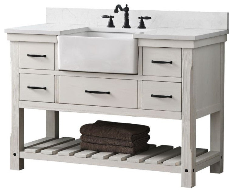Wesley 48" Bathroom Vanity, White Wash
