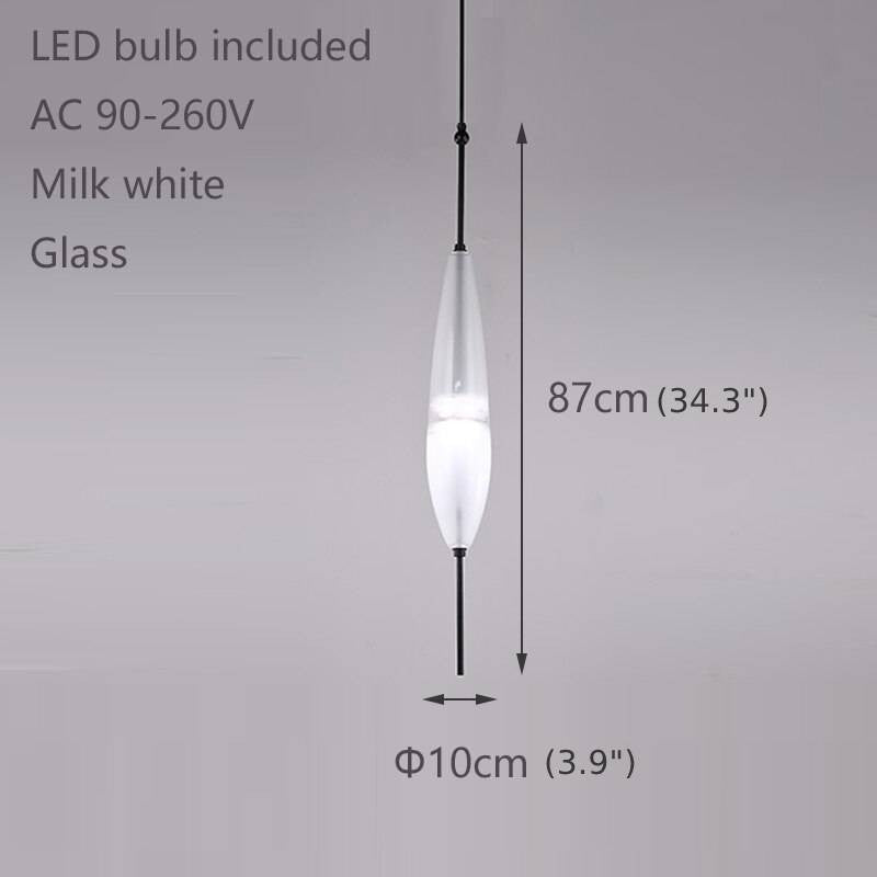 Blue/White Drop-shaped Glass LED Hanging Lamp for Kitchen Island, White, C