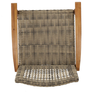 GDF Studio Savannah Outdoor Acacia Wood Frame Wicker Club Chairs, Set of 2