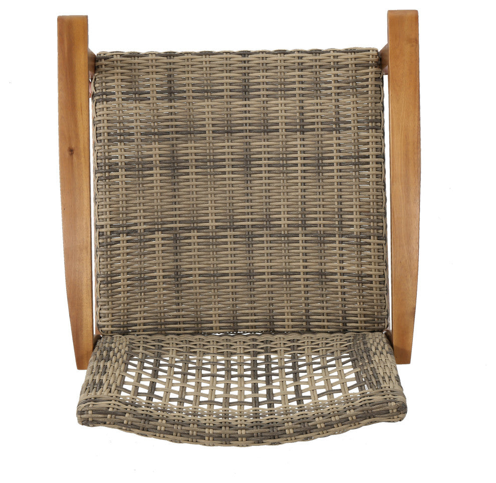 GDF Studio Savannah Outdoor Acacia Wood Frame Wicker Club Chairs, Set of 2