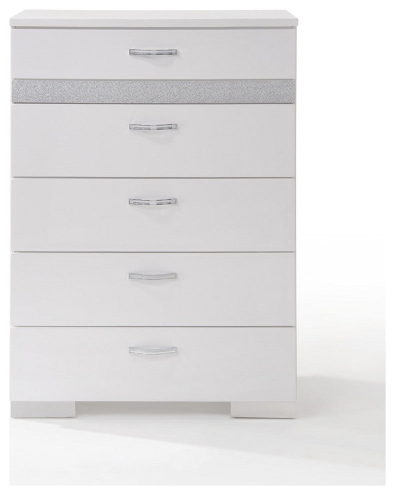 Wooden Chest With 5 Drawers,, White