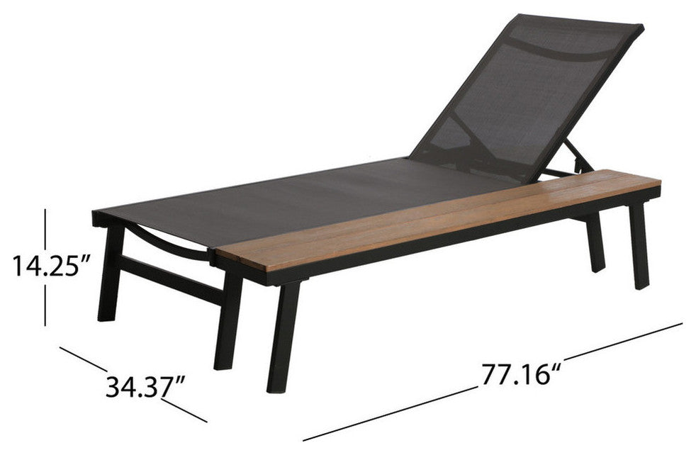 John Outdoor Chaise Lounge With Side Table, Gray, Set of 2