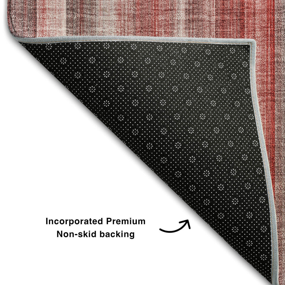 Premium Machine Washable Mayfield AMF543 Red 8' x 10' Rug