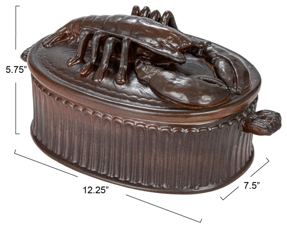 Matte Stoneware Baker With Lobster Design, Brown