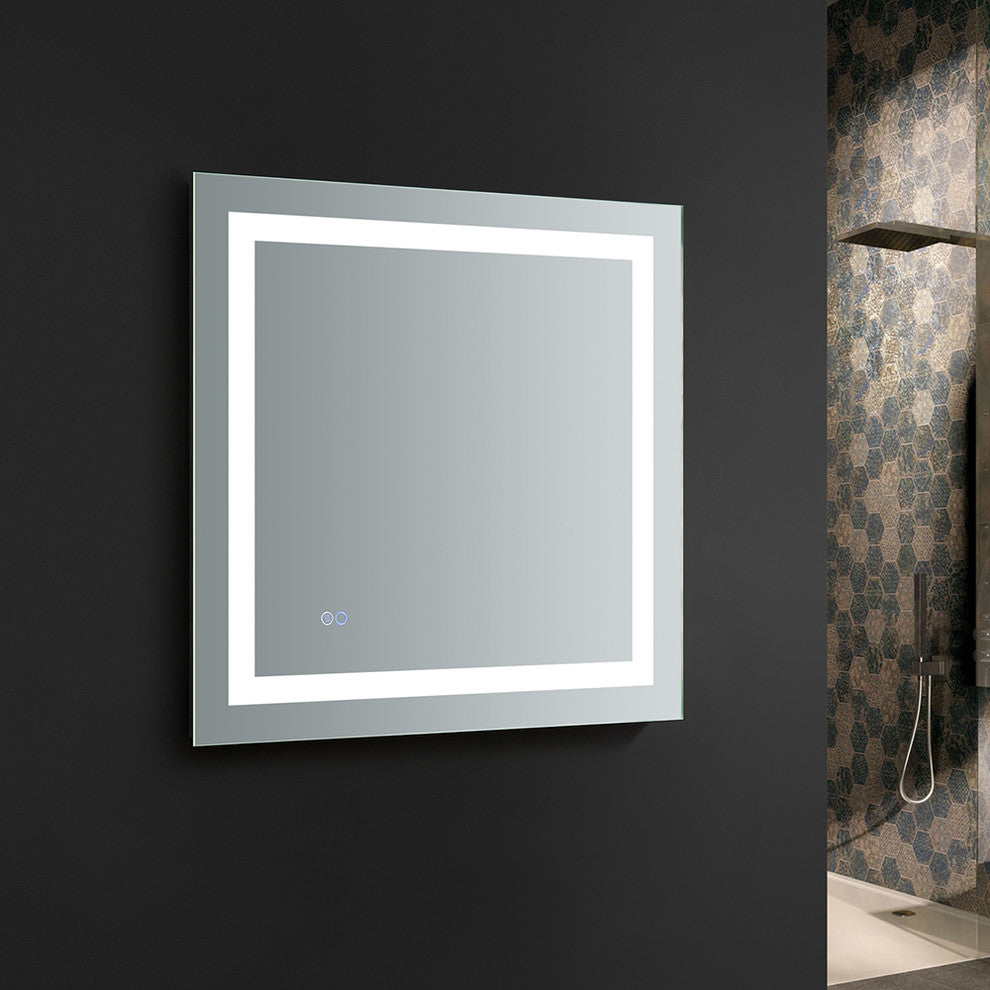 Santo Bathroom Mirror With LED Lighting and Defogger, 24"x30", 30"x30"