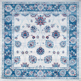 Modern Persian Moroccan Blue/Ivory/Red 6' Square Area Rug