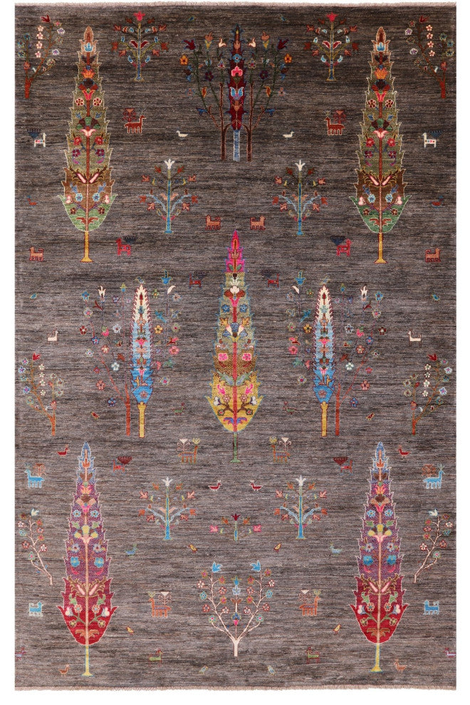 6' 8" X 10' 0" Tribal Persian Gabbeh Hand-Knotted Wool Rug - Q12385