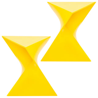 Leisuremod Randolph Modern Triangle Accent Side End Table, Yellow, Set of 2