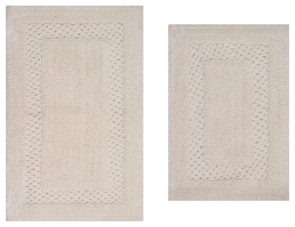 Classy Bath Rugs Set, 2 Piece Set, Ivory