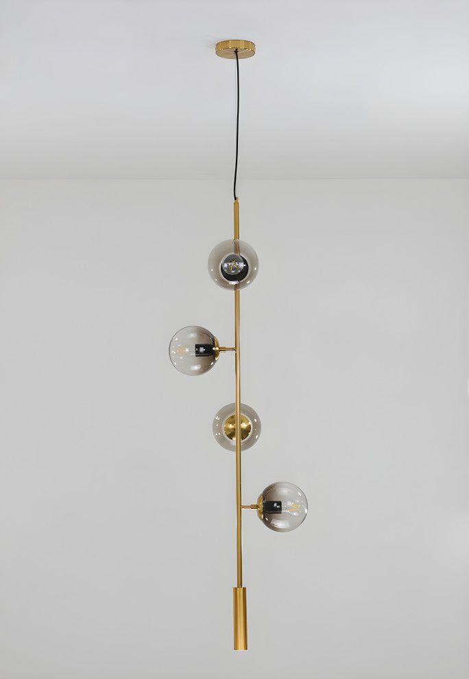 Iglesias | Luxury LED Pendant Light in the Shape of Glass Ball for Dining Room, Gold, Smoky Glass, Warm Light