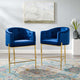 Tufted Counter Stool Chair, Set of 2, Velvet, Metal, Blue Navy, Modern, Bar Pub