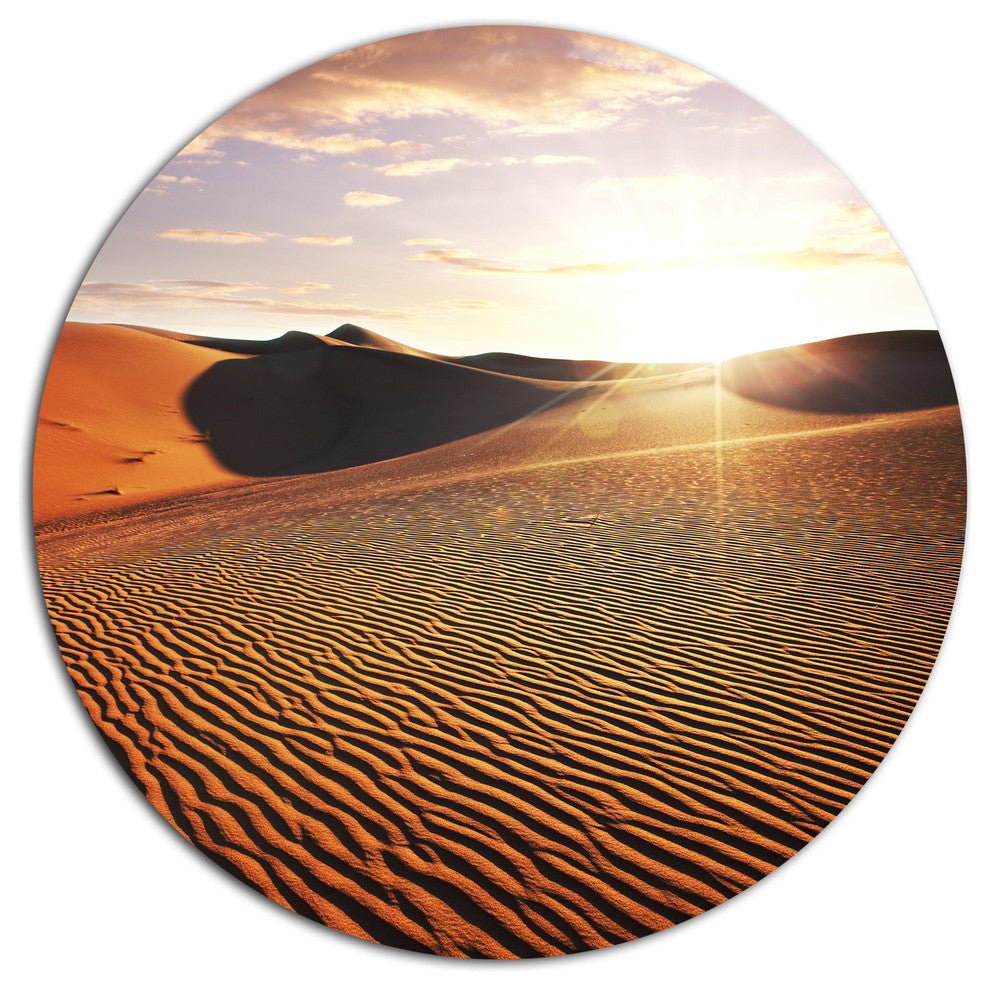 Sahara Desert At Sunset, Landscape Disc Metal Wall Art, 36"