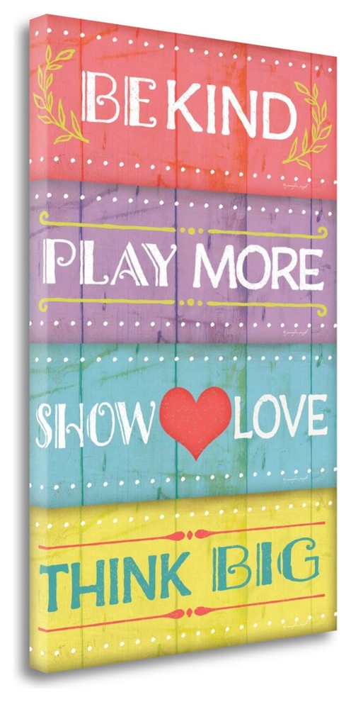 "Kind Play Love Think" By Jennifer Pugh, Giclee Print on Gallery Wrap Canvas