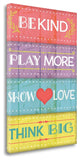 "Kind Play Love Think" By Jennifer Pugh, Giclee Print on Gallery Wrap Canvas