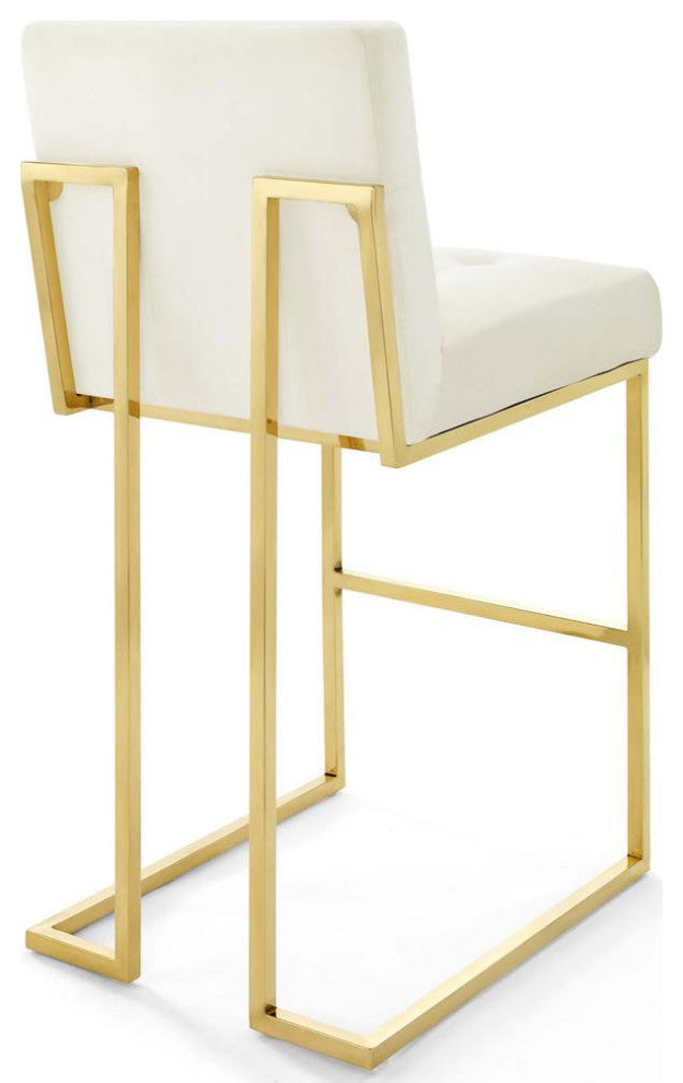 Privy Gold Stainless Steel Performance Velvet Bar Stool Set of 2 - Gold...