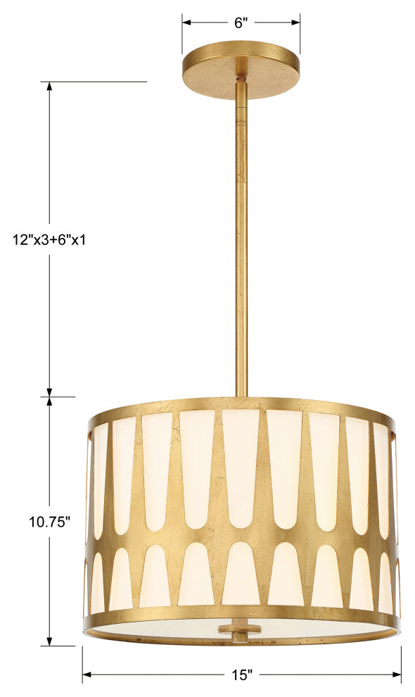 Royston 3 Light Antique Gold Pendant