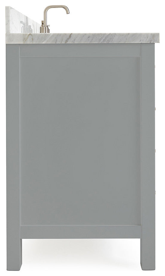 ARIEL Cambridge 61" Single Rectangle Sink Bathroom Vanity Grey With Marble Top