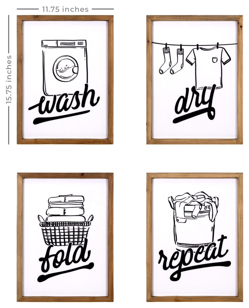 Set of Four Laundry Themed Wall Art