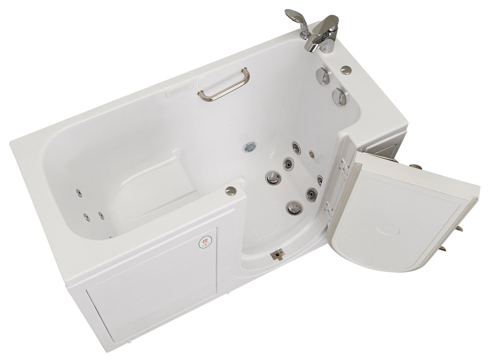 Ella Lounger 27"x60" Acrylic Massage Walk-In Bathtub, Outward Swing Door, Faucet