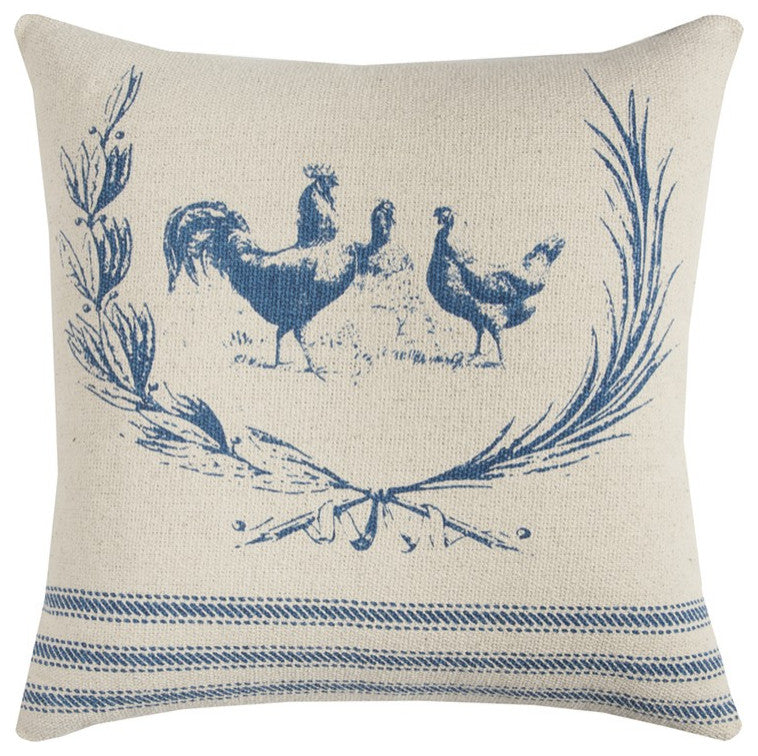 Blue Distressed Farmhouse Throw Pillow