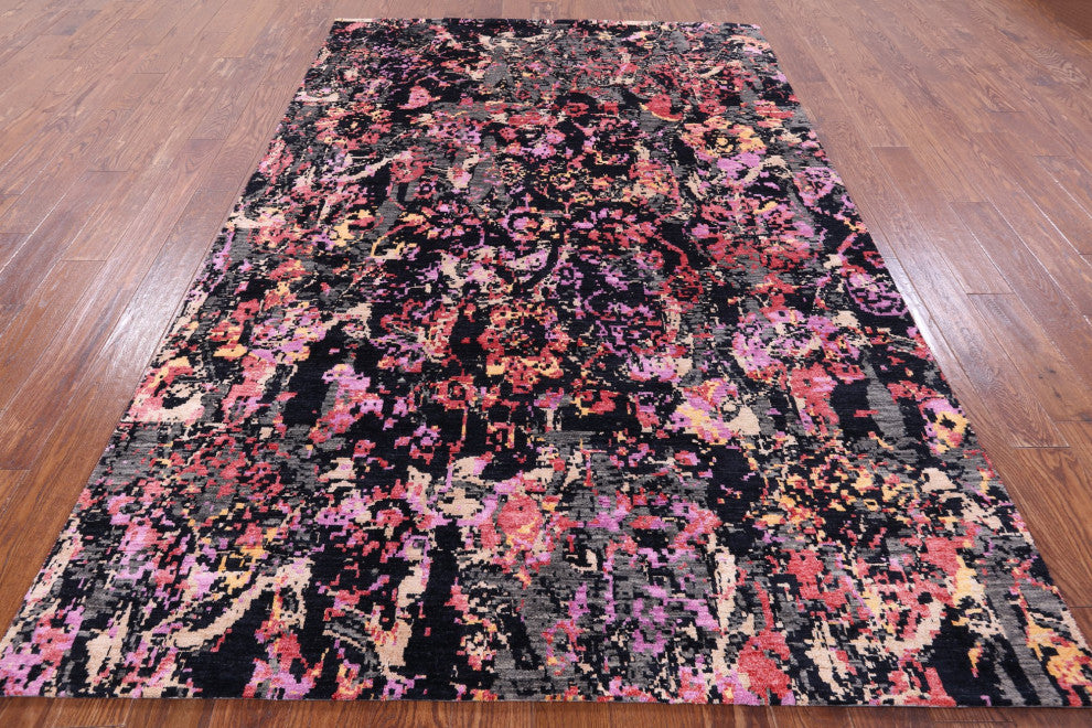 Handmade Modern Wool and Silk Rug 6' 2" X 9' 1" Q6850