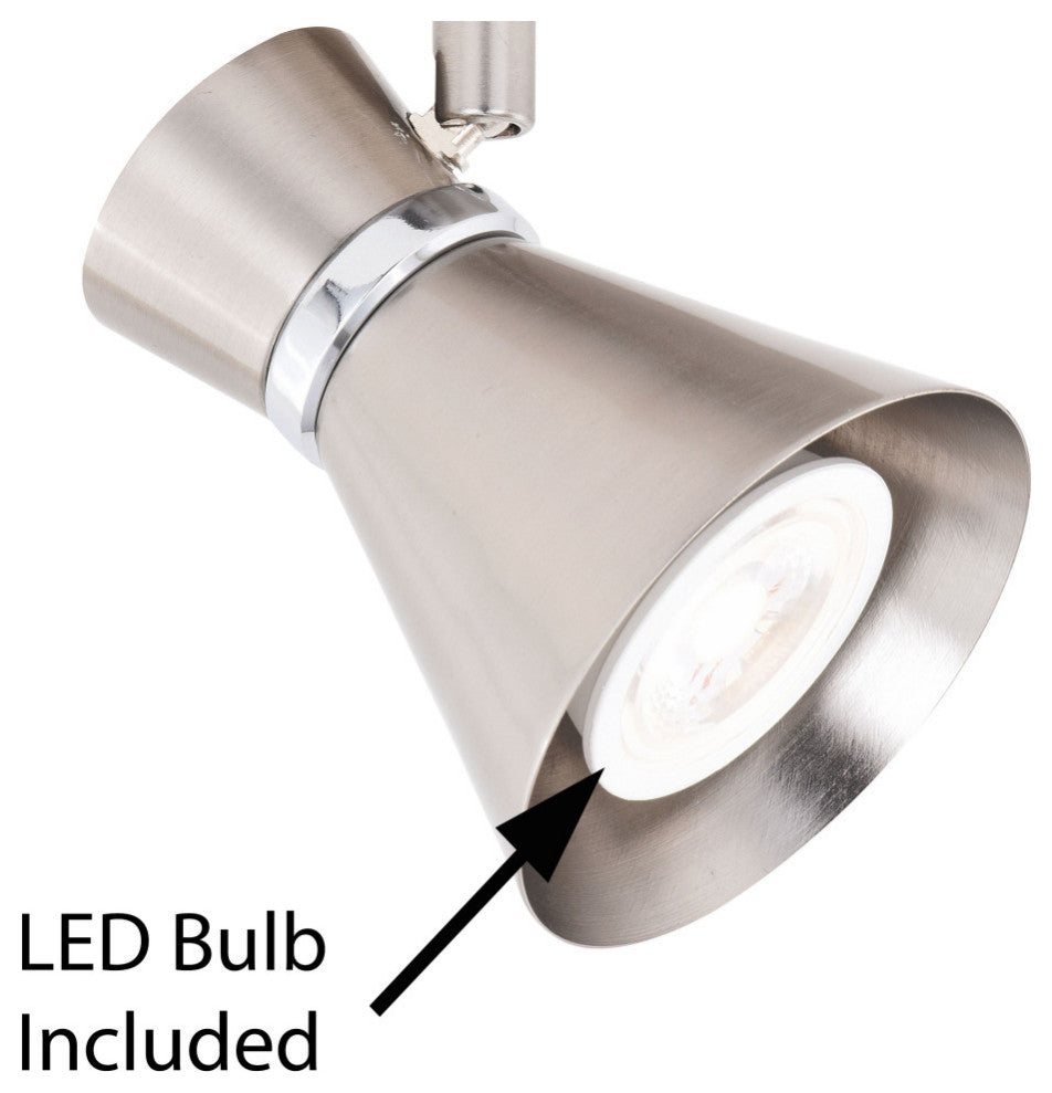 Alto LED Adjustable Ceiling Spot Track Light, Brushed Nickel and Chrome, 4-Light