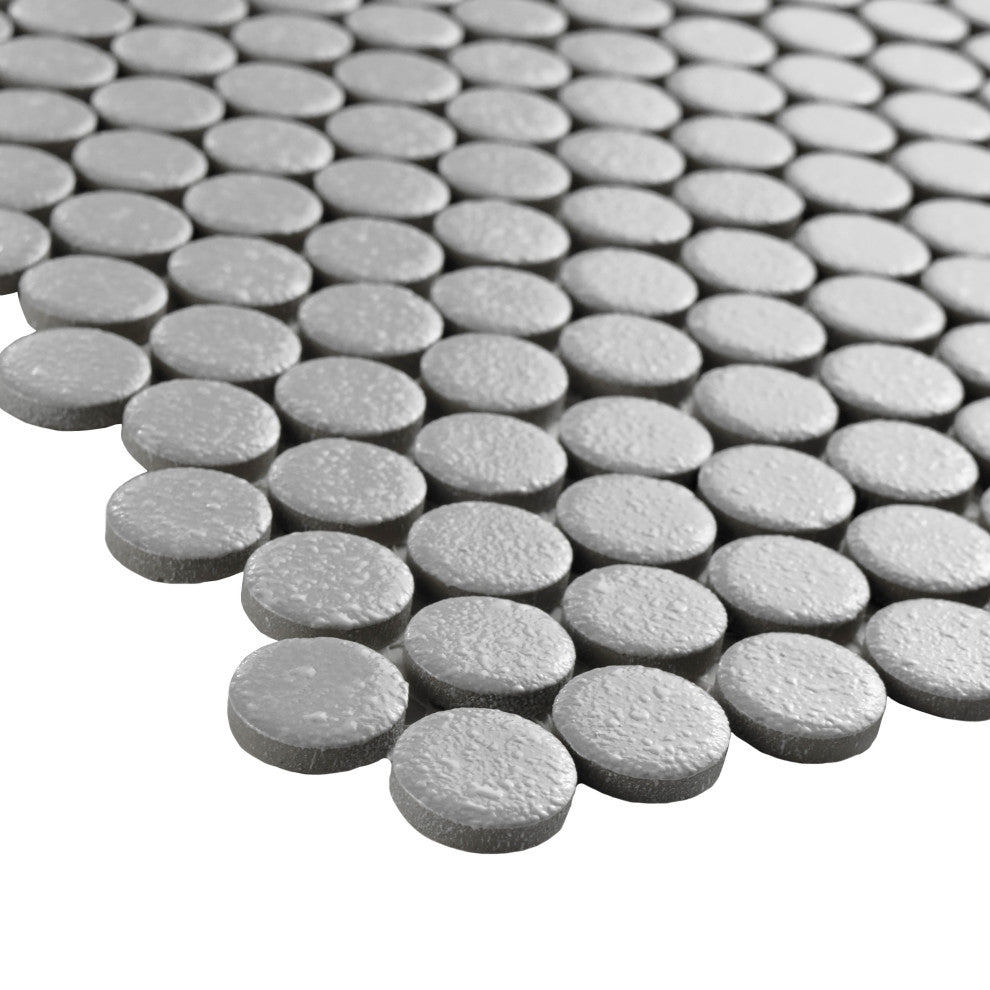 Hudson Penny Porcelain Mosaic Floor and Wall Tile, Crystalline Grey