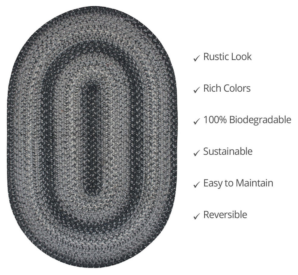 Homespice Decor - 8 x 10' Oval Flint Hill Jute Braided Rug