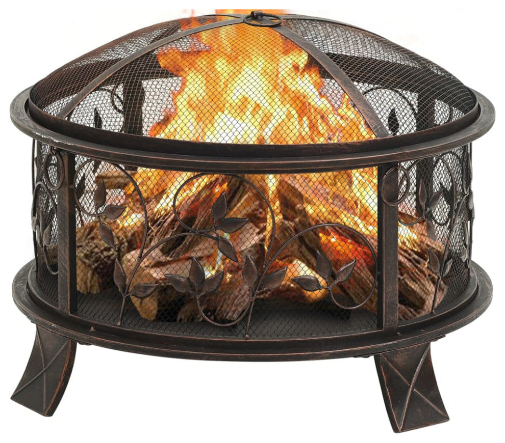 vidaXL Fire Pit Outdoor Fireplace for Camping Firebowl with Poker XXL Steel