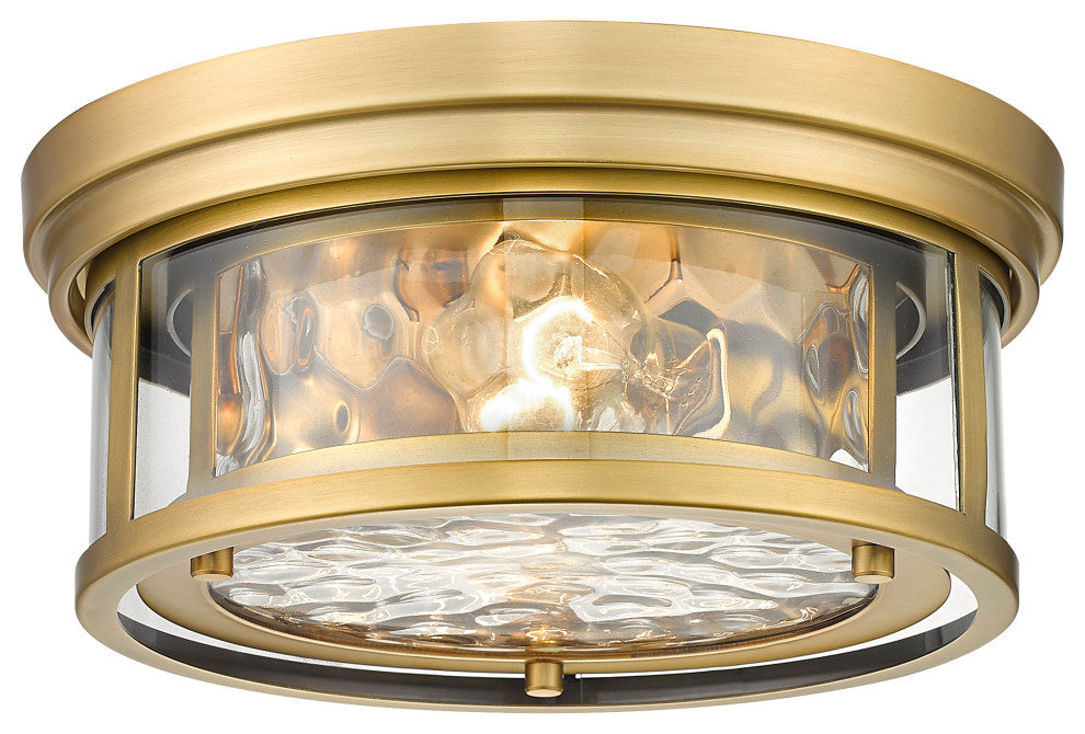 Zlite 493F2-RB 2-Light Flush Mount, Inner Clear Water & Outer Clear